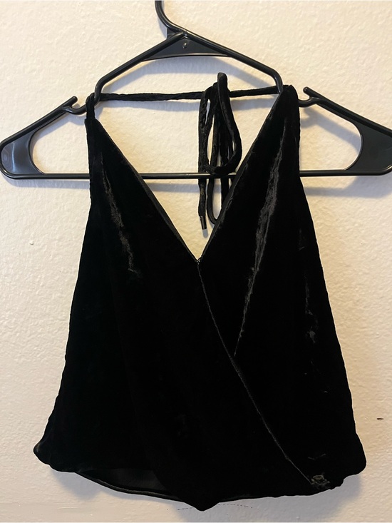 Ramy Brook Tops - Ramy Brook Black Silk Blend Velvet Halter Top Open Back Size SP